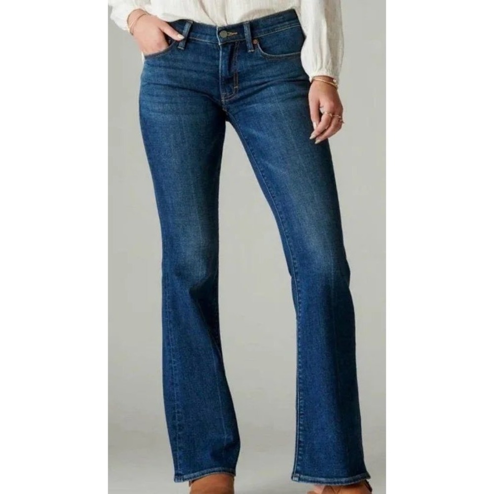 Levis 715 Bootcut Jeans Medium Wash Blue Mid Rise Stretch Denim Womens